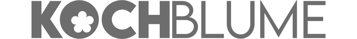 Das KOCHBLUME-Logo mit einem Blumensymbol im Buchstaben O auf weißem Hintergrund.