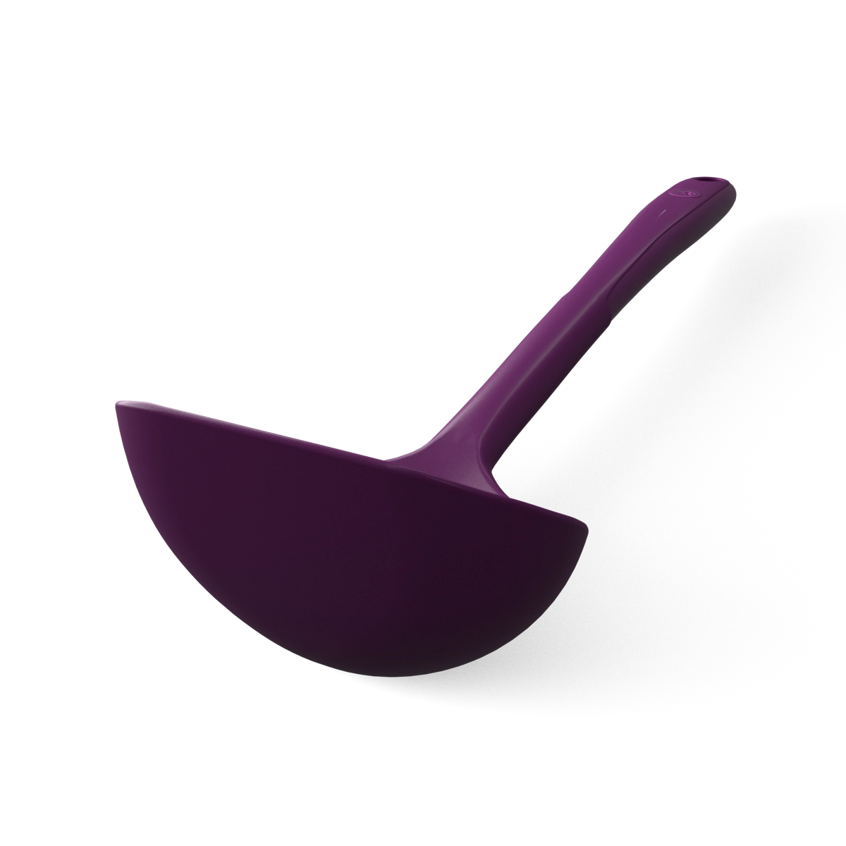 Schöpfkelle von Kochblume GmbH – eine violette Schöpfkelle mit einer tiefen, abgerundeten Schale und einem langen Stiel, abgebildet vor weißem Hintergrund.