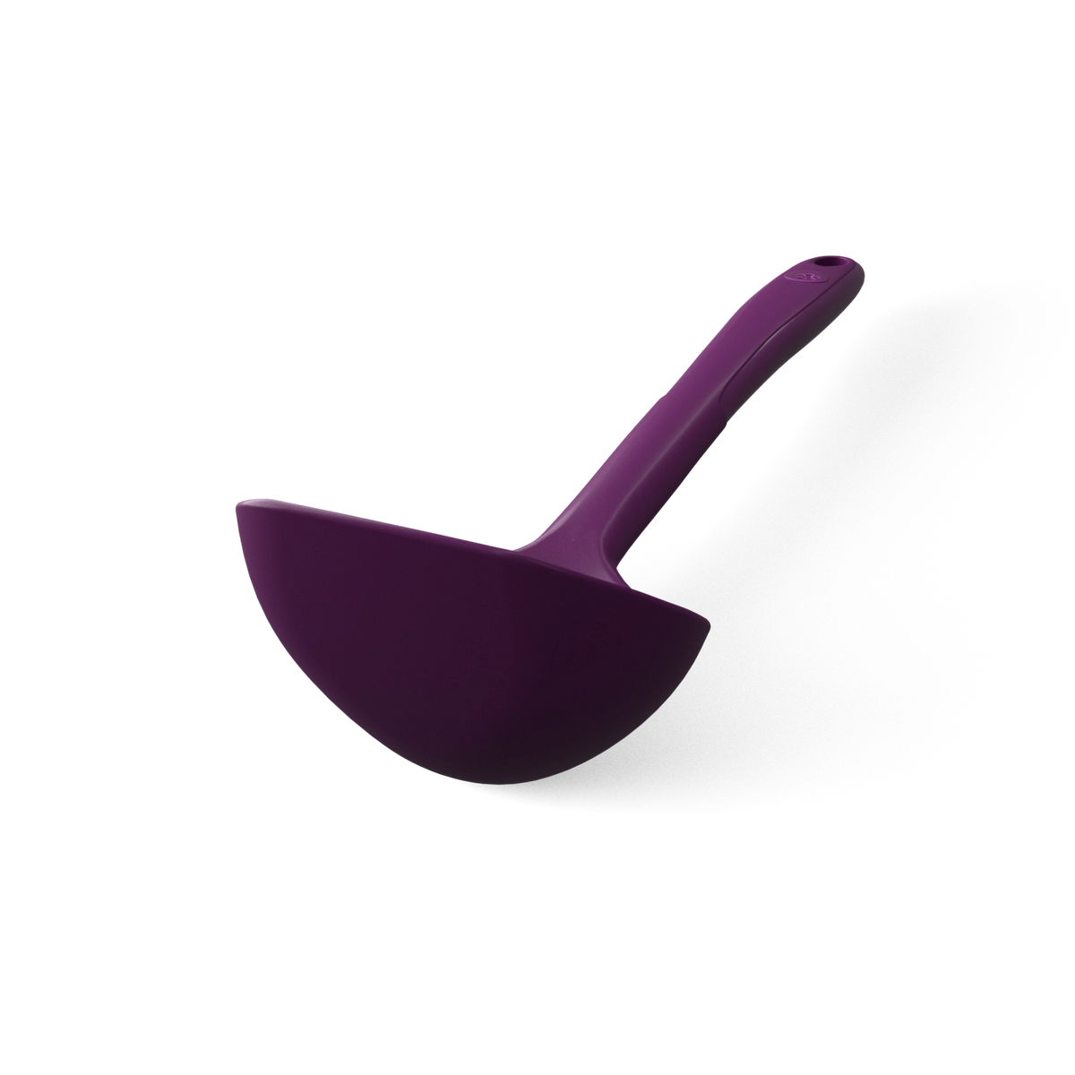 Schöpfkelle von Kochblume GmbH – eine violette Schöpfkelle mit einer tiefen, abgerundeten Schale und einem ergonomischen Griff, dargestellt vor weißem Hintergrund.
