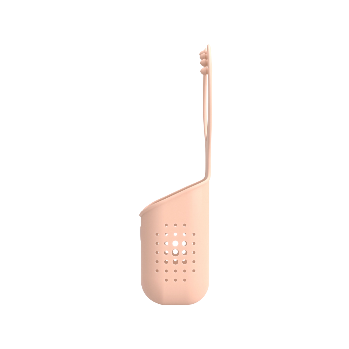 Schwammtasche von Kochblume GmbH – Rosa Silikon-Hängekorb mit Abflusslöchern, seitlich auf einem schlichten weißen Hintergrund abgebildet.