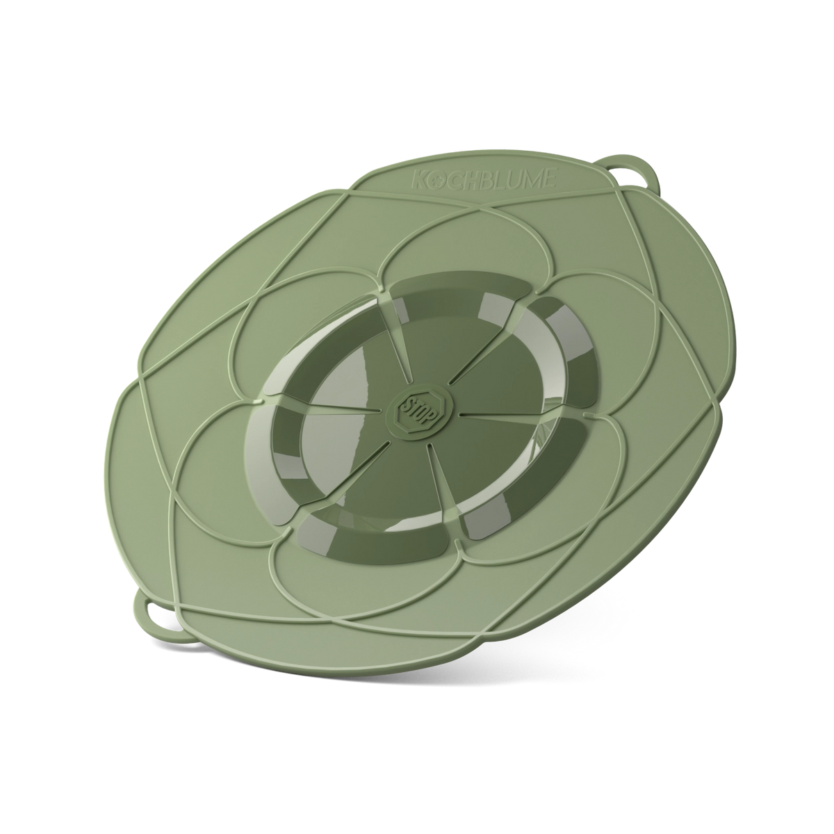 Der „Kochblume Überkochschutz“ der Kochblume GmbH ist ein grüner Silikon-Überlaufschutzdeckel mit Blumenmuster, der verhindert, dass Töpfe überkochen – ein innovatives Küchenaccessoire, das Ihrem Kochgeschirr sowohl Stil als auch Funktionalität verleiht.